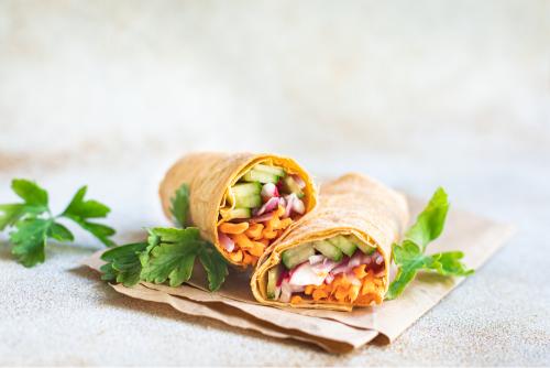 Veggie wraps served on a plate