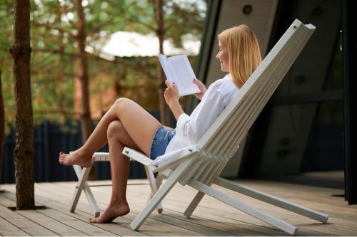 Girl reading comfortably