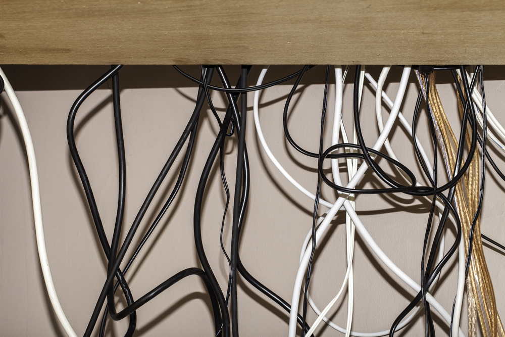 Cables on table
