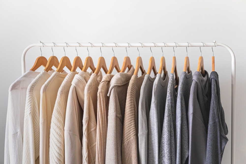 Clothes on hangers